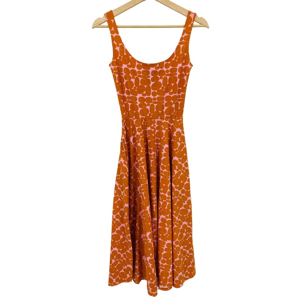 Nooworks pebble people orange pink midi dress